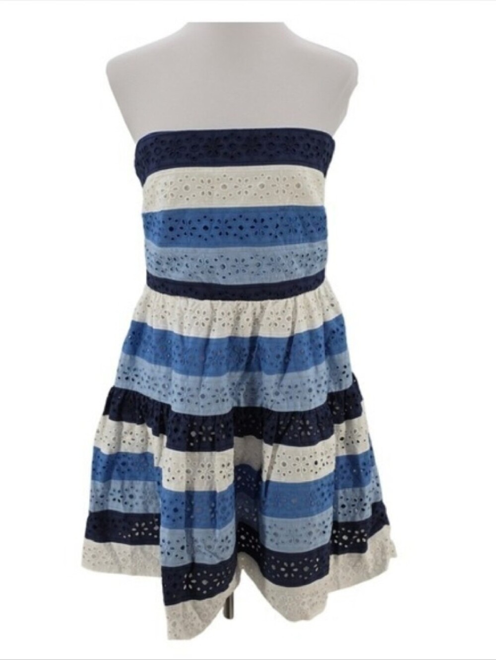 Anthropologie Maeve Strapless Cotton Lace Eyelet Dress